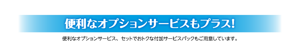 便利なオプションサービスもプラス！ 便利なオプションサービス、セットでおトクな付加サービスパックもご用意しています。