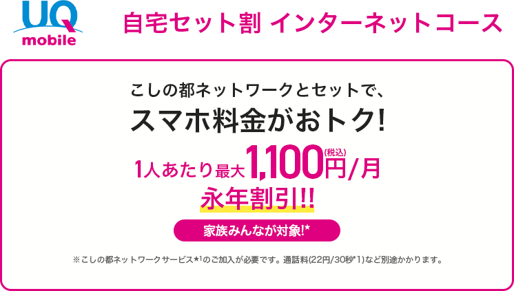 uq mobile 自宅セット割 インターネットコース